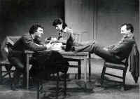 James Hazeldine (Jim), Jane Lapotaire (Eileen), and Kenneth Cranham (Joe) in Peter Gill's National Theatre, Cottesloe, production of his Kick for Touch, February 1983.  Photo: John Haynes