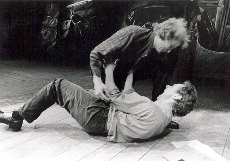 Bill Nighy and Karl Johnson in Peter Gill's National Theatre, Cottesloe, premiere of his play Mean Tears, July 1987 Photo: John Haynes