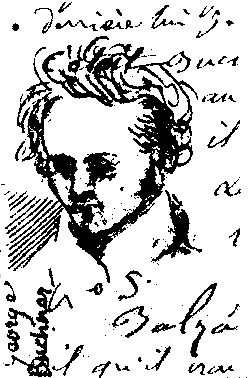 Pen sketch of Bchner by Alexis Muston, reproduced from Georg Bchner by Julian Hilton (Macmillan 1982)